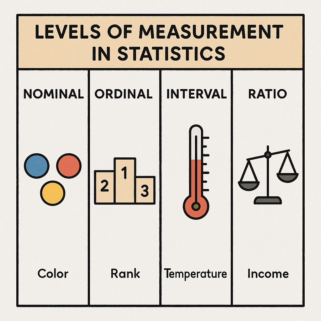 Levels of Measurement in Statistics: Nominal, Ordinal, Interval, and Ratio